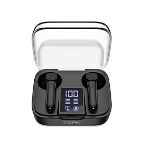 Tai Nghe Không Dây TOPK T20.2 TWS Bluetooth 5.0 Chống Nước, Có Mic và Đồng Hồ Hiển Thị Pin - Hàng chính hãng