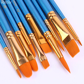 Mua Set 10 Cọ Vẽ Tranh Sơn Dầu Cán Gỗ Đầu Nylon Mềm