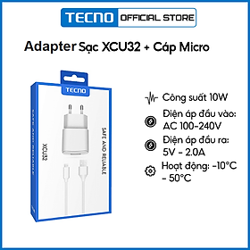 Mua Adapter & Cáp sạc cổng Micro Tecno XCU32 | 10W  - Hàng Chính Hãng