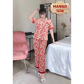 Hình ảnh (40-70kg) Đồ Bộ Mặc Nhà, Đồ Bộ Pizama Lụa Mango Nữ Shop Khánh An Quần Dài Tay Ngắn, Màu Số 23