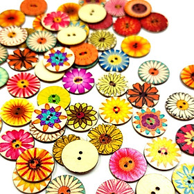 200 Pieces Assorted Mixed Colors Wooden Buttons 2 Holes For DIY Sewing Craft