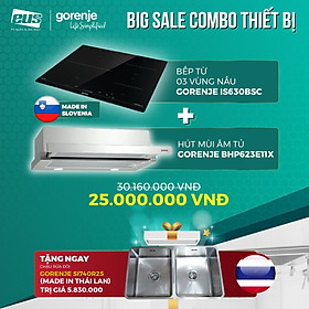 Combo Bếp Từ 3 Vùng Nấu Gorenje General Line IS630BSC + Hút Âm Tủ Gorenje