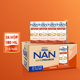 Thùng 24 hộp sữa pha sẵn Nestle NAN INFINIPRO GROW kết hợp A2, HMO hỗ trợ tiêu hóa, đề kháng & phát triển thể chất 180ml
