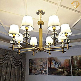 Đèn thả chùm chao vải 8 tay, Đèn thả chùm Decor trang trí phòng khách, nội thất phòng cách Bắc Âu DVLL