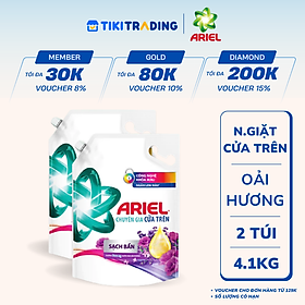 Combo 2 Nước Giặt ARIEL Chuyên Gia Cửa Trên Ngăn Lem Màu Túi 4.1KG
