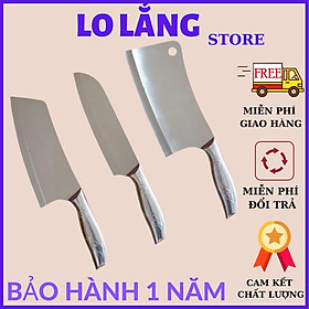 Mua Bộ 3 dao thái siêu bén đúc bằng thép không gỉ gia công kĩ cán hoa made in Thái Lan siêu bền cao cấp