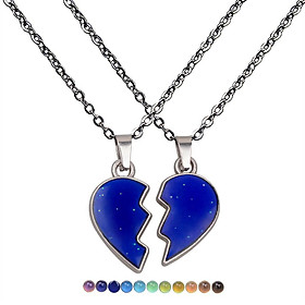 Couple Pendant Necklaces Heart Colorful for Lover Christmas Alloy With Word