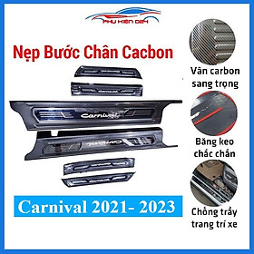 Bộ nẹp bước chân trong ngoài Carnival 2021 2022 2023 vân cacbon chống trầy xước, trang trí xe hơi