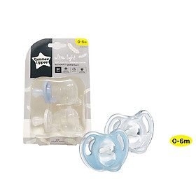Ty ngậm silicon siêu nhẹ cho bé Tommee Tippee 0-6 tháng (vỉ 2 cái) - Xanh dương/Trắng