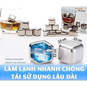 Mua Combo 8 Viên Đá Làm Lạnh Không Tan Bằng Thép Không Gỉ (Tặng 1 Kẹp Gắp Đá) - Hàng Chất Lượng