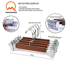 Mua móc kẹp treo quần áo bằng gỗ nâu đầu kẹp inox sáng bóng  đầu móc xoay 360 dùng cho cửa hàng  shop thời trang và gia đình