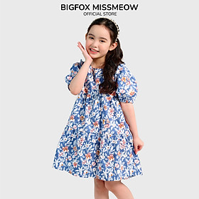 Váy Bé Gái Miss Meow, Váy Thô Cho Bé Tay Xếp Ly Xoè Ba Tầng In Hoa Size Trẻ Em 3-11 Tuổi (BF)