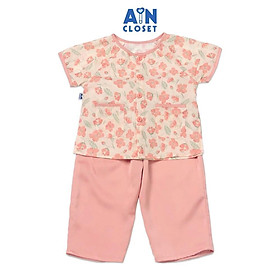 Bộ bà ba dài áo tay ngắn bé gái họa tiết Hoa Anh Thảo quần lụa hồng - AICDBGJZGS1Q - AIN Closet