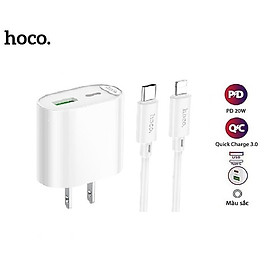 Bộ Sạc Nhanh Cho Iphone PD20W Hoco C80/C80A/C109 2 cổng Usb và Type-C kèm dây sạc Type-C sang iPhone 1M Sạc 0-50% Pin trong 30 phút - Hàng chính hãng