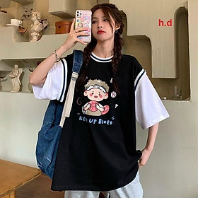 ÁO THUN UNISEX FORM RỘNG TAY LỠ IN HỌA TIẾT DỄ THƯƠNG