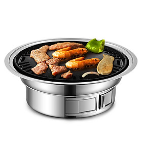 Charcoal Grill Non-stick Korean Barbecue Grill Portable Stainless Steel BBQ Charcoal Grill Stove for Outdoor Camping Cooking