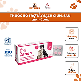 Viên Tẩy Các Loại Sán, Giun Cho Thú Cưng  Five Alben For Pet Hương dâu 100mg Hộp 3 vỉ x 10 viên - Fivevet