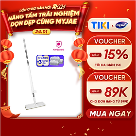 Mua Combo 3 Bông Lau + 1 Cây Lau Nhà MyJae Đài Loan Sợi Microfiber Tự Vắt Kháng Khuẩn Ag+ 120cm