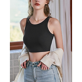 Hình ảnh Áo Ba Lỗ Croptop Có Đệm Ngực Cotton Cao Cấp, Áo Sát Nách Thun Co Giãn Thoáng Khí CT013 đã được tạo