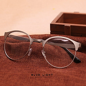 Kính Giả Cận, Gọng Kính Cận Nam Nữ Mắt Tròn Gọng Kim Loại Xám Hàn Quốc - BLUE LIGHT SHOP