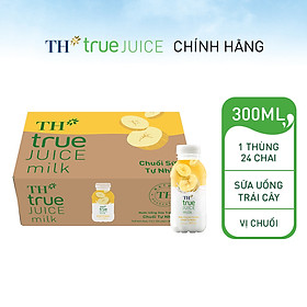 Thùng 24 chai nước uống sữa trái cây chuối tự nhiên TH True Juice Milk 300ml (300ml x 24)