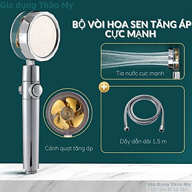 Bộ Vòi Hoa Sen, Vòi Sen Tăng Áp Cao Cấp, Có Cánh Quạt, Có Lõi Lọc, Kèm Dây 1,5 Mét