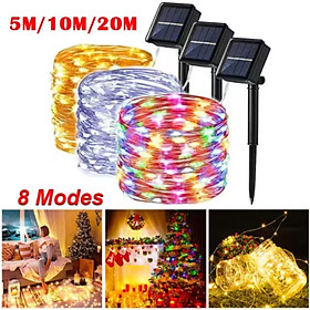 CUỘN ĐÈN LED TRANG TRÍ NĂNG LƯỢNG MẶT TRỜI HIỆU ỨNG NHIỀU MÀU SẮC CỰC ĐẸP