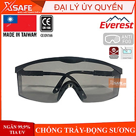 T- Kính bảo hộ lao động Everest EV105 đen - Mắt kính chống bụi, đọng hơi nước trầy xước, tia UV