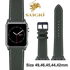 Dây Đồng Hồ Apple Watch 49mm 46mm 45mm 44mm 42mm, Chất Liệu Da Bê EPSOM Thảo Mộc Cao Cấp, Nhập Khẩu Từ Châu Âu, Dây Đeo Phong Cách Hiện Đại và Sang Trọng, Tương Thích Các Phiên Bản Series Ultra2/Ultra/SE2/SE/10/9/8/7/6/5/4/3/2/1