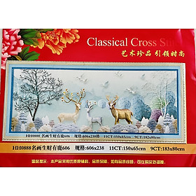 Mua Tranh thêu kín Hươu tài lộc HH0888  kích thước 150 x 65 cm