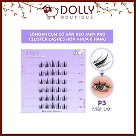 Lông mi cụm có sẵn keo Jary Pro Cluster Lashes Hộp Nhựa 6 hàng P3 Mắt Ướt