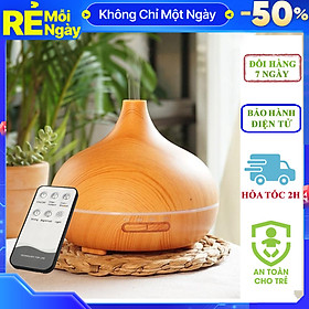Máy Khuếch Tán Tinh Dầu Vân Gỗ Cao Cấp, Dung Tích 500ML Phun Sương Tỏa Hương Tinh Dầu Cho Phòng Lớn Có điều khiển từ xa