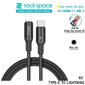 Dây Sạc Rockspace R2 dành cho Ip sạc nhanh PD 18W ,dây dù - Hàng chính hãng