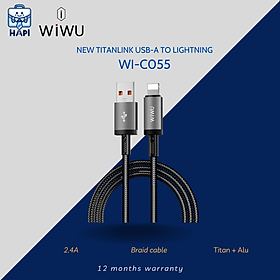 Cáp sạc USB-A to L WiWU Titanlink Wi-C055: Bọc dù, đầu hợp kim titan siêu bền