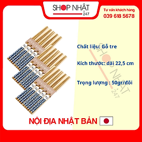 Mua Combo 3 bộ 5 đũa mẫu hoa xanh nội địa Nhật Bản