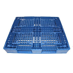 Pallet Nhựa Khôi Việt 1200x1000x150 chân 4 thanh giằng màu xanh