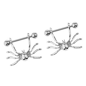 1 Pair Halloween Punk Sexy Spider Stainless Steel Nipple Bar Ring Shield
