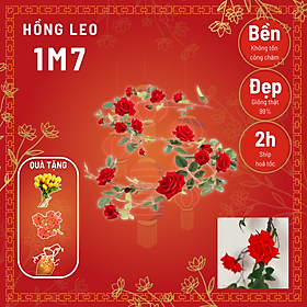 Dây hoa Hồng leo giả - Nhiều màu sắc – Dài 1m8 –Thân lõi thép dễ uốn decor theo ý thích - Cây giả, hoa lụa trang trí DIY