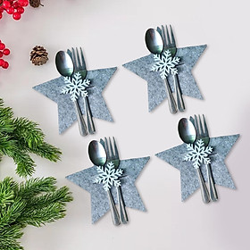 4x Christmas Cutlery Bag Pocket Tableware Forks Pockets Bags for Supplies