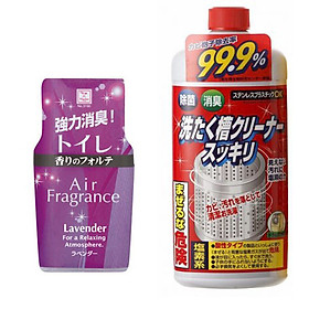 Combo Hộp khử mùi toilet hương lavender + Nước tẩy vệ sinh lồng máy giặt nội địa Nhật Bản