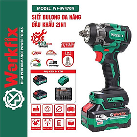 Mua Máy Siết Bulong Workfix 470N.m - Đa Năng 2 In 1 - WF-IW470N - Motor Brushless - Chân Pin Phổ Thông 2 Pin 21V/4Ah - Bảo Hành Chính Hãg 6 thang