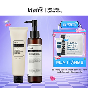 Combo Dear, Klairs Dầu tẩy trang Gentle Black Deep Cleansing Oil 150ml + Dear, Klairs Sữa rửa mặt Gentle Black 140ml