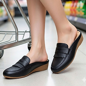 Dép Sục Nữ Da Mềm Cao Cấp HA NAM Đế Cao 3cm – Sang Trọng, Êm Chân, Tôn Dáng DNU2188