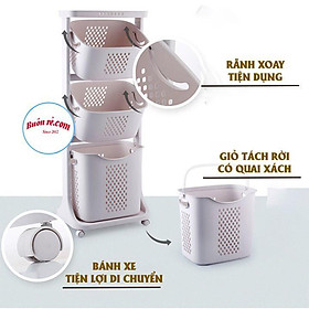 Kệ đựng đồ đa năng 4 tầng có bánh xe Việt Nhật