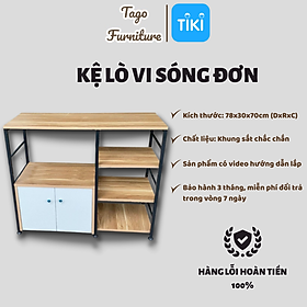 Kệ lò vi sóng đơn, kệ lò nướng đa năng có tủ khung sắt hiện đại từ gỗ MDF, phủ Melamin chống xước TAGO05