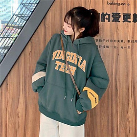 ÁO KHOÁC ÁO HOODIE IN CHỮ VÀ PHỐI MÀU Ở TAY Y HÌNH