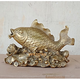 Mua Tượng cá chép nhả ngọc dài 20cm  cá chép hoa sen phong thủy  tượng cá chép bằng đồng  vật phẩm phong thủy