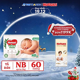 Tã Dán Siêu Cao Cấp Huggies Platinum Naturemade NB60 (60 Miếng)