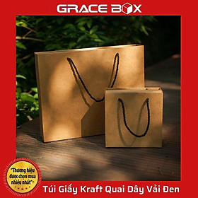 Mua Túi Giấy Kraft - Quai Dây Vải Đen Thời Trang