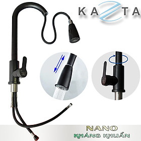 Mua Vòi rửa bát nóng lạnh KAZTA KZ-DR01N đầu rút inox phủ nano kèm 2 dây cấp nước nóng lạnh